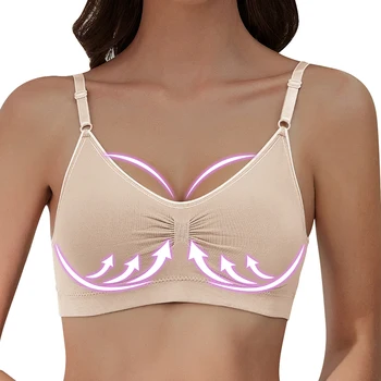 

Wireless Push up Bra Solid Color Seamless Soft Bras 2020 Women Double Breasted Sexy Lingerie Comfort Breathable Bralette Lace