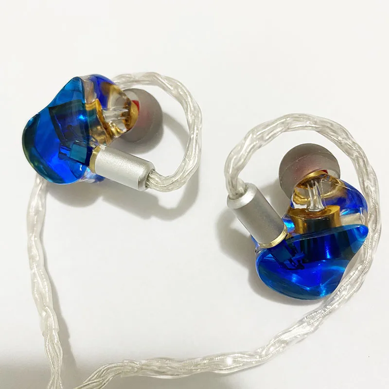 MMCX solid resin inverted mold iron earphone diy fever moving iron moving ring HIFI headset - Цвет: blue and cable