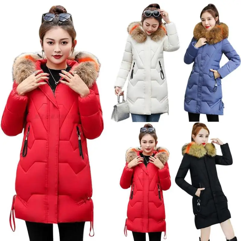 #*Cheap Women Coat Comfort Soft Long Sleeves Fur Collar Slim Hoodies Daily Leisure Thickened Pocket Outfit Cotton Padded Outwear