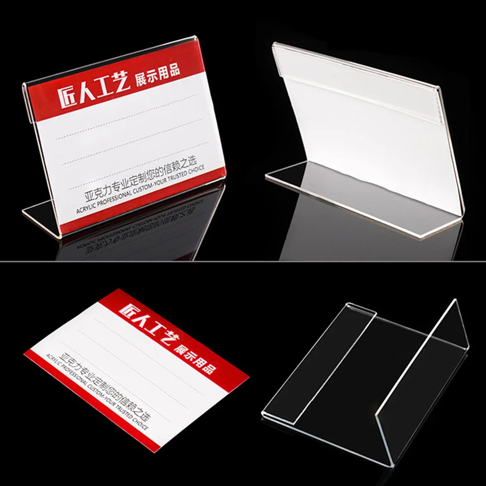 Display Stand 1Pc Portable Acrylic Clear Desktop Sign Labels Price Name Card Tag Stand Rack adjustable display stand