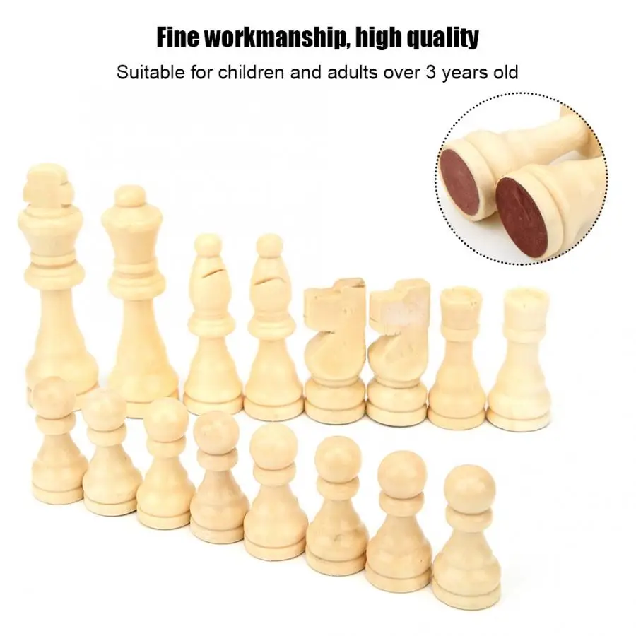 32pcs 55/77/91mm Wooden International Chess Piece Parent-Child Interaction Puzzle Toy Gift Children Chess Games Family Activity wooden chess chess pieces chess puzzle game