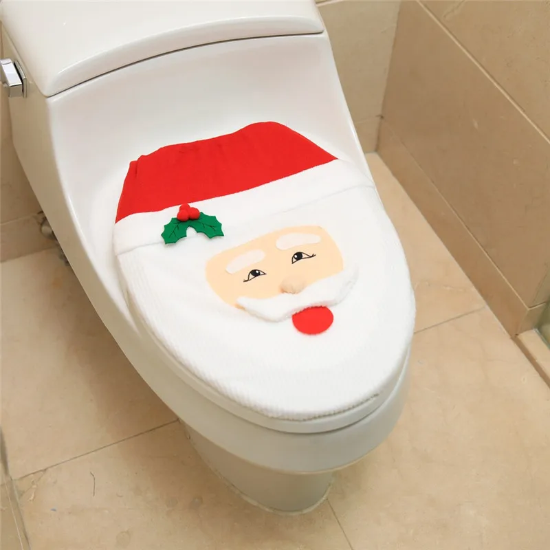 

Snowman Toilet Seat Cover and Rug Bathroom Set Christmas Decoration Toilet Seat Closestool Washable Soft Warmer Mat Cover Pad