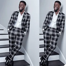 

Designer Men Suits Set White Black Plaid Tailor-Made 2 Pieces British Style Blazer Jackets Formal Business Causal Prom Coat