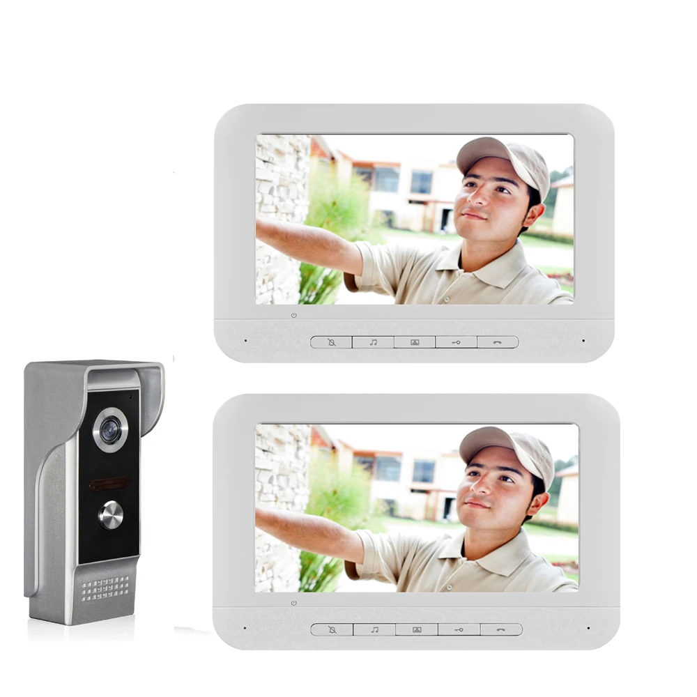 Verdrahtet Video Türsprechanlage 9" Lcd Monitor Ir Kamera Für Gegensprech 1V2 
