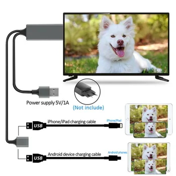 

1080P HDMI Conversion Cable HDMI Mirroring Cable Phone To TV HDTV Adapter Type-c With Screen Line For IPhone X/XS Max/8