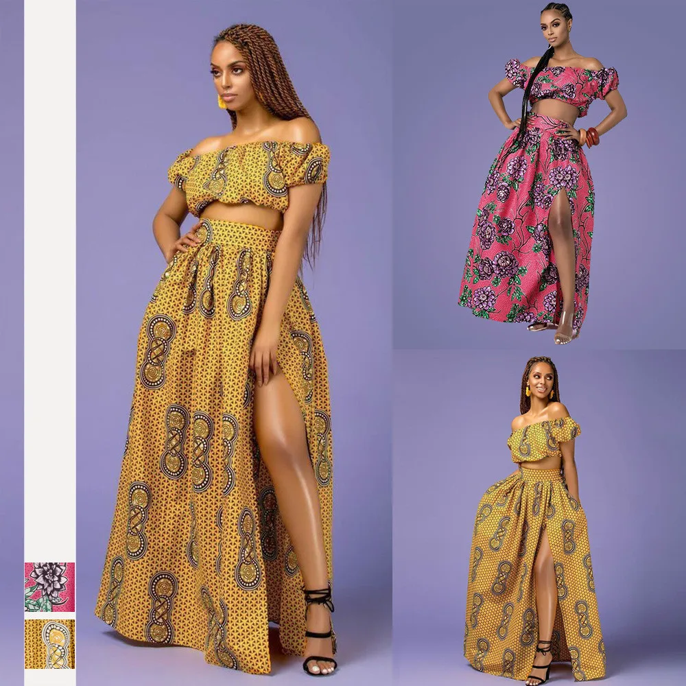 

Fashion Elastic Maxi Dress 2020 Long Robe High Waist African Dresses for Women Bazin Riche Clothes Skirt Dashiki Party Vacation