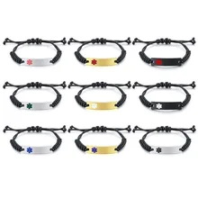 Vnox браслеты из нержавеющей стали для женщин, мужчин, детей, Повседневный Размер, регулируемый черный шнур