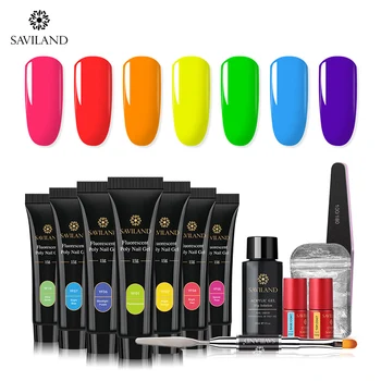 

SAVILAND Manicure Set Rainbow Color Poly Nail Extension Gel Kit Jelly Gel Nail Thickening Solution Nail Equipment Gel Polish