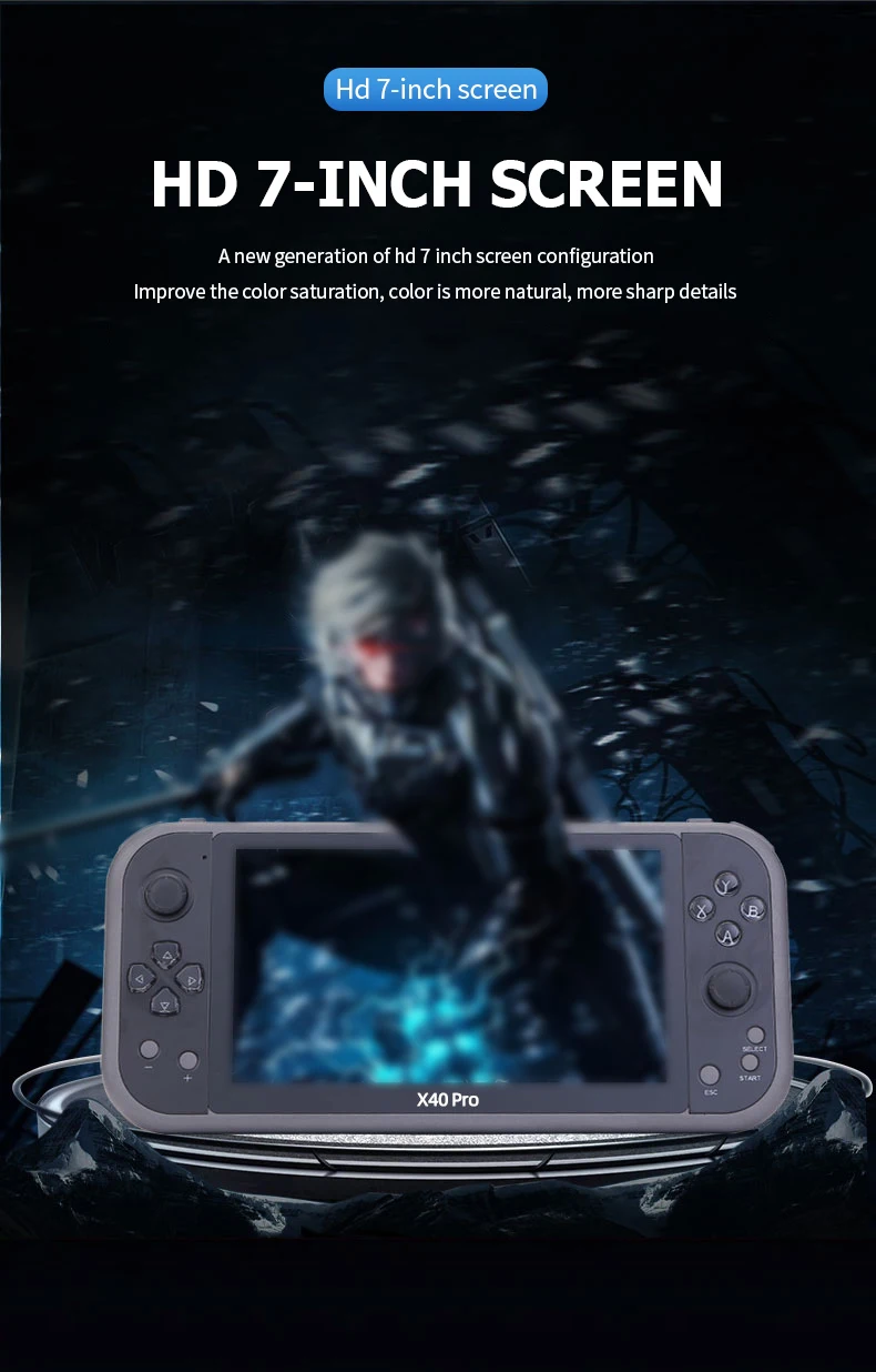 X40Pro 7 inch 16G classic retro dual handheld dual rocker video game console inch HD large screen handheld TV game console