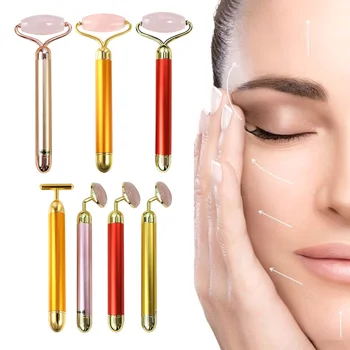 

3 in 1 Face Beauty Bar Natural Jade Stone Facial Roller Massager Face Lifting Anti-wrinkle Skin Care Gemstone Roller Ball