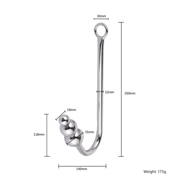 Stainless Steel Anal Sex Toys Hook With Anal Beads Hole Anal Hook Metal Butt Plug Anal Adult Product For Ass Plug Sex Shop 6