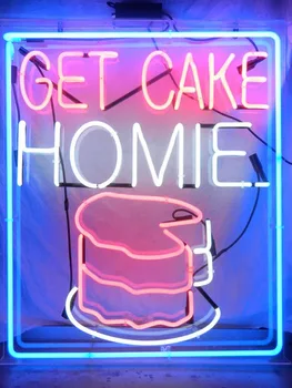 

Neon Sign For Get Cake Homie Glass Tube wine Commercial shop Lamp Light Sign Outdoor Real Glass Neon Tube Glass Neon Games Neon