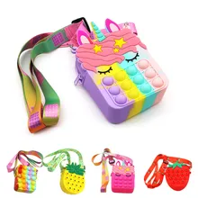 

Push Bubble Fidget Toys Bags Kids Kawaii Unicorn Silicone Simple Dimple Toys for Children Christmas Gift