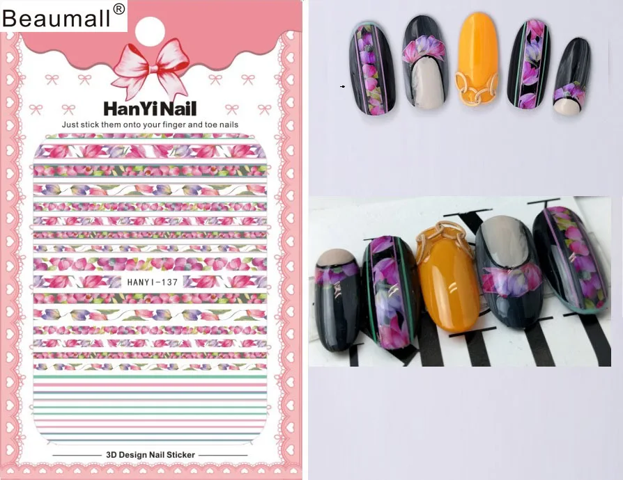 

Stripes Patterns! Nails Art Manicure Back Glue Decal Decorations Design Nail Sticker For Nails Tips Beauty