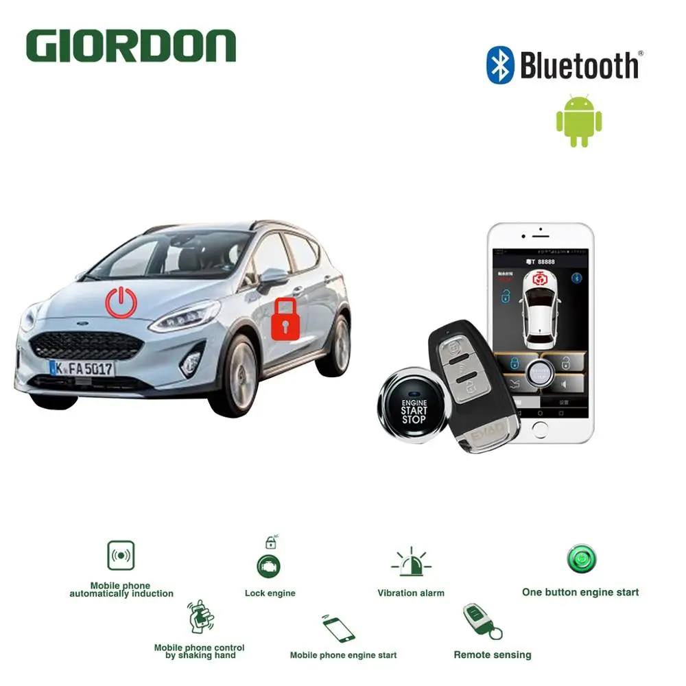 

Universal Keyless Entry PKE Comfort System Android APP Phone Car Alarm Boost Remote Start Car Engine Fordfiesta
