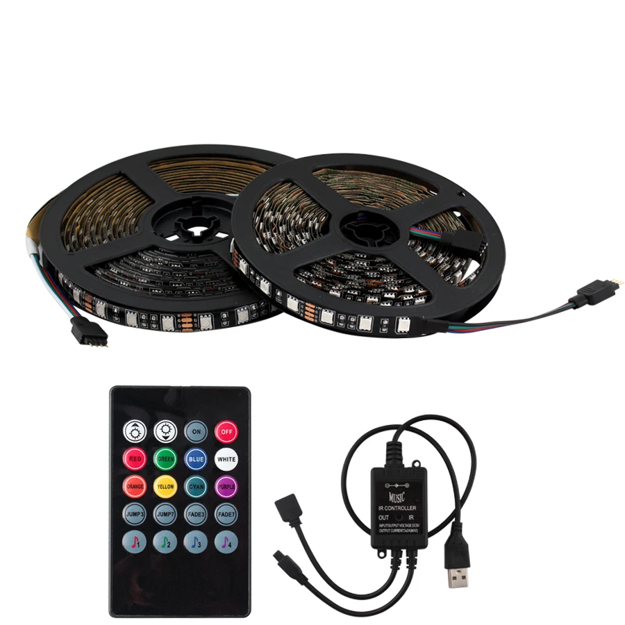 RGB 5V Светодиодная лента USB для автомобиля PC 5050 водонепроницаемая подсветка Ambilight tv USB 5V светодиодная лента для автомобиля RGB лента лампа с музыкальным контроллером - Испускаемый цвет: Package 1