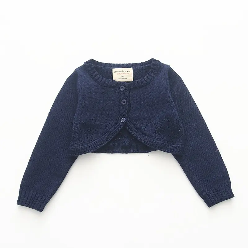 Темно-синий Детский свитер кардиган для девочек хлопковые куртки верхняя одежда пальто для маленьких девочек детская одежда для От 1 до 2 лет 195105