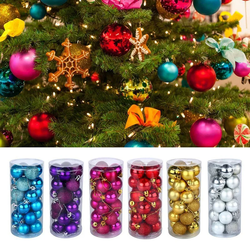 24pcs Christmas Tree Ball Decorations for DIY Party Wedding Ball Baubles Hanging Ornament for
