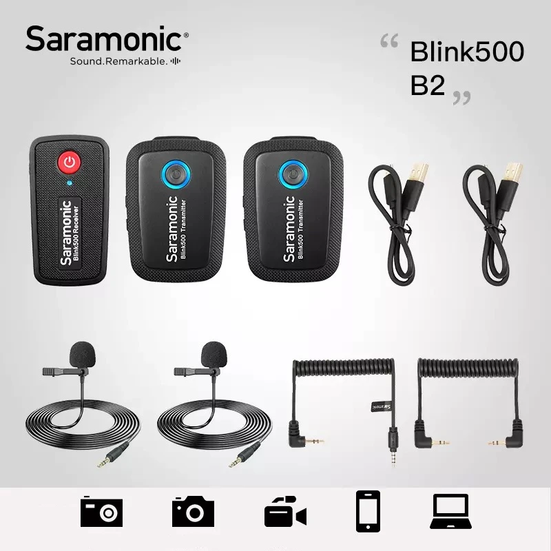 Saramonic Blink500 беспроводной Студийный конденсаторный микрофон петличный нагрудный микрофон для интервью для Android iPhone DSLR камер - Цвет: Blink 500 B2
