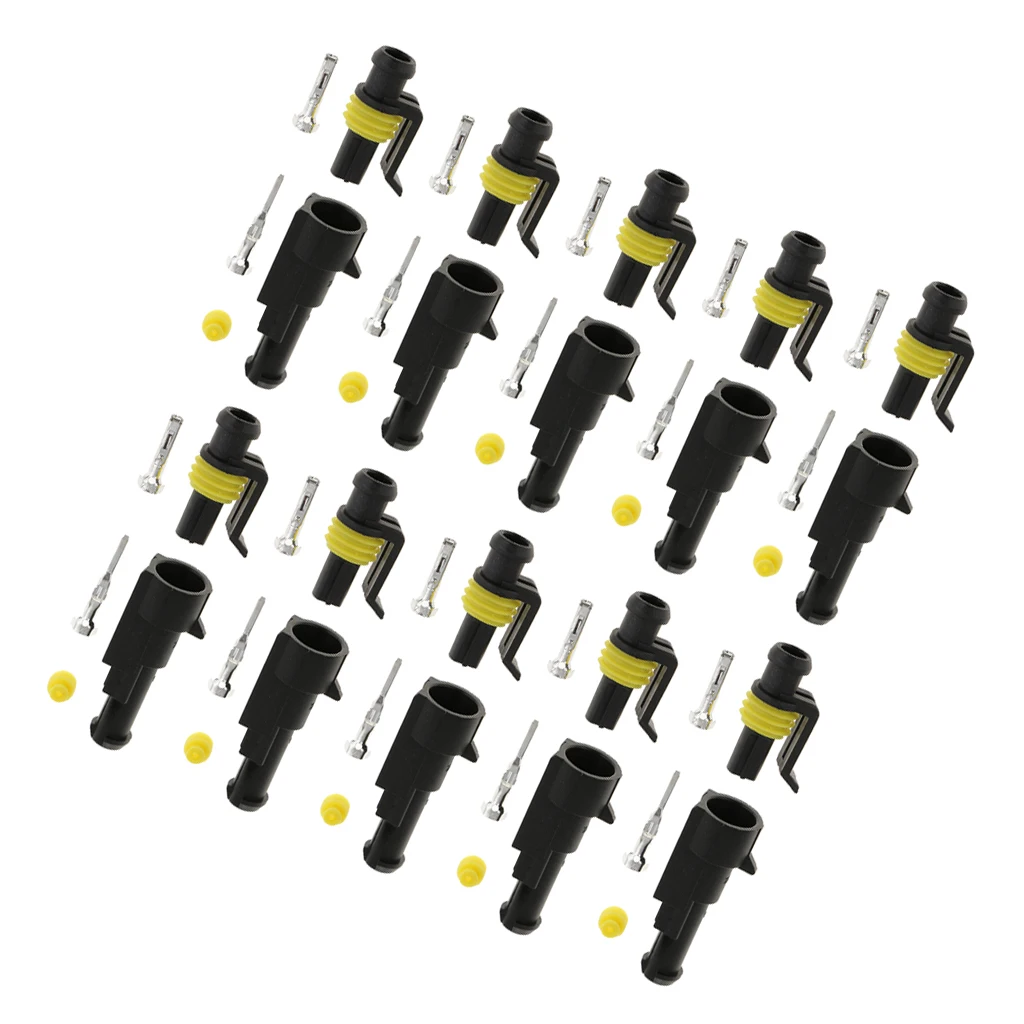 10PCS 1 Pin Sealed Waterproof Electrical Wire Connector Plug Car Set