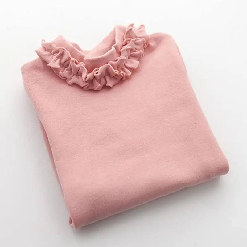 pink girls shirts Осенне-зимняя блузка для девочек; футболка с высоким воротником; Детские рубашки; рубашка с длинными рукавами для малышей; футболка для девочек; топы; футболки; детская одежда - Цвет: pink girls shirts