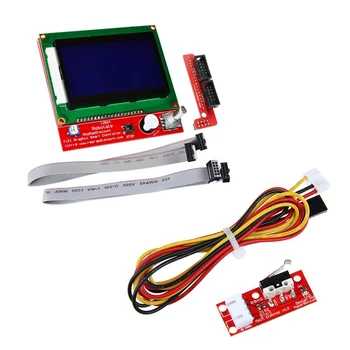 

LCD 12864 Graphic Smart Display Controller Module with Connector Adapter & Cable for RepRap RAMPS 1.4 3D Printer Kit Red & 3D Pr