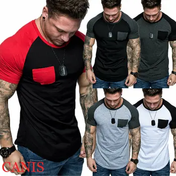 

2019 Newest Fashion Mens T Shirt Slim Fit Casual T-shirt Tops Summer Clothes Bodybuilding Muscle Tee