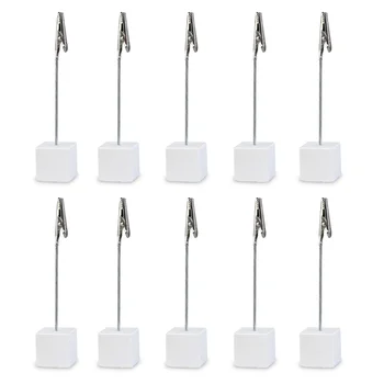 

10pcs Cube Base Memo Photo Holder Card Paper Note Clip (White)
