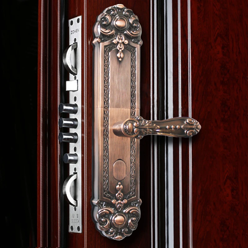 Smart Fingerprint European Retro Door Lock Full Automatically Password APP Remotely Unlock Classic An-ti theft Electronic Lock