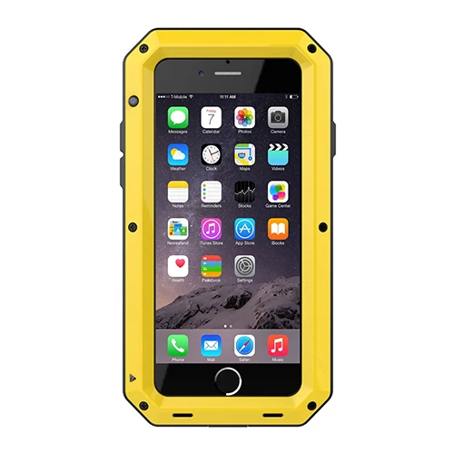 Сверхпрочная защита Doom бронированный металлический алюминиевый чехол для телефона для iPhone 11 Pro Max XR XS MAX 6 6S 7 8 Plus X 5S 5 противоударный чехол - Цвет: Цвет: желтый