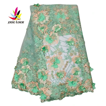 

Bridal Appliques Lace Fabric Beaded Fashion Dubai Tulle Custom Beaded Embroidered Wedding Handmade Fabric Flowers dress AMY2551B