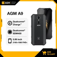 AGM JBL-Teléfono inteligente A9, estructura robusta con pantalla de 5.99", FHD, Android 8.1, protección contra polvo IP68, 4GB de RAM y 32GB de ROM, altavoces Quad-Box y batería de 5400mAh