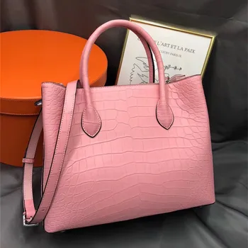 

Authentic Exotic Crocodile Belly Skin Women's Large Purse Genuine Alligator Leather Lady Chic Handbag Female Single Shoulder Bag