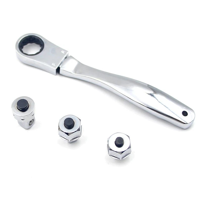 

3-In-1 Stainless Steel Ratchet Wrench 180 Degree Free-Rotating Multi-Function Movable Head Ratchet Wrench, 1/4, 3/8, 1/2 Ratchet