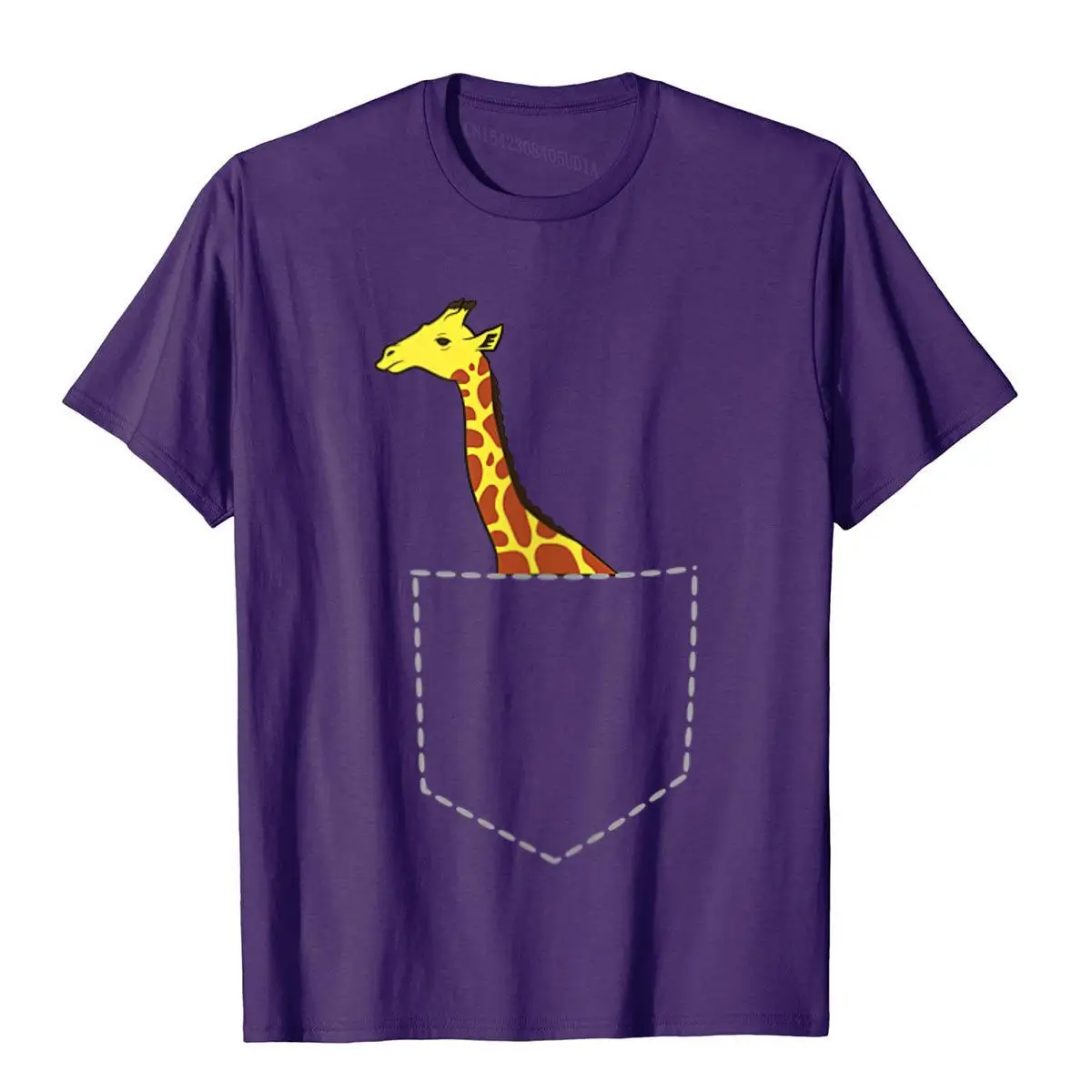 Womens Giraffe In Pocket Cool Tall Giraffe Tall Animal Giraffe V-Neck T-Shirt__B11840purple