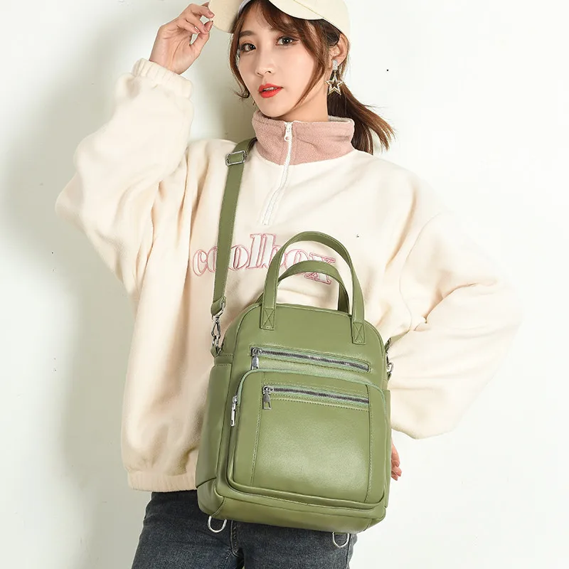 Multifunctional Women Backpacks PU Leather Backbags Daypack Female Rucksack Mochilas Mujer Casual School Shoulder Bag for Girls