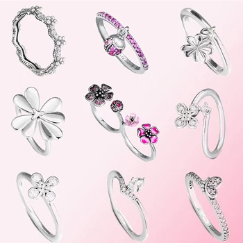 

2019 Spring Peach Clover Butterfly Ladybug Crown Ring Fashion Lady Jewelry Holiday Gift Quality Product 925 Sterling Silver