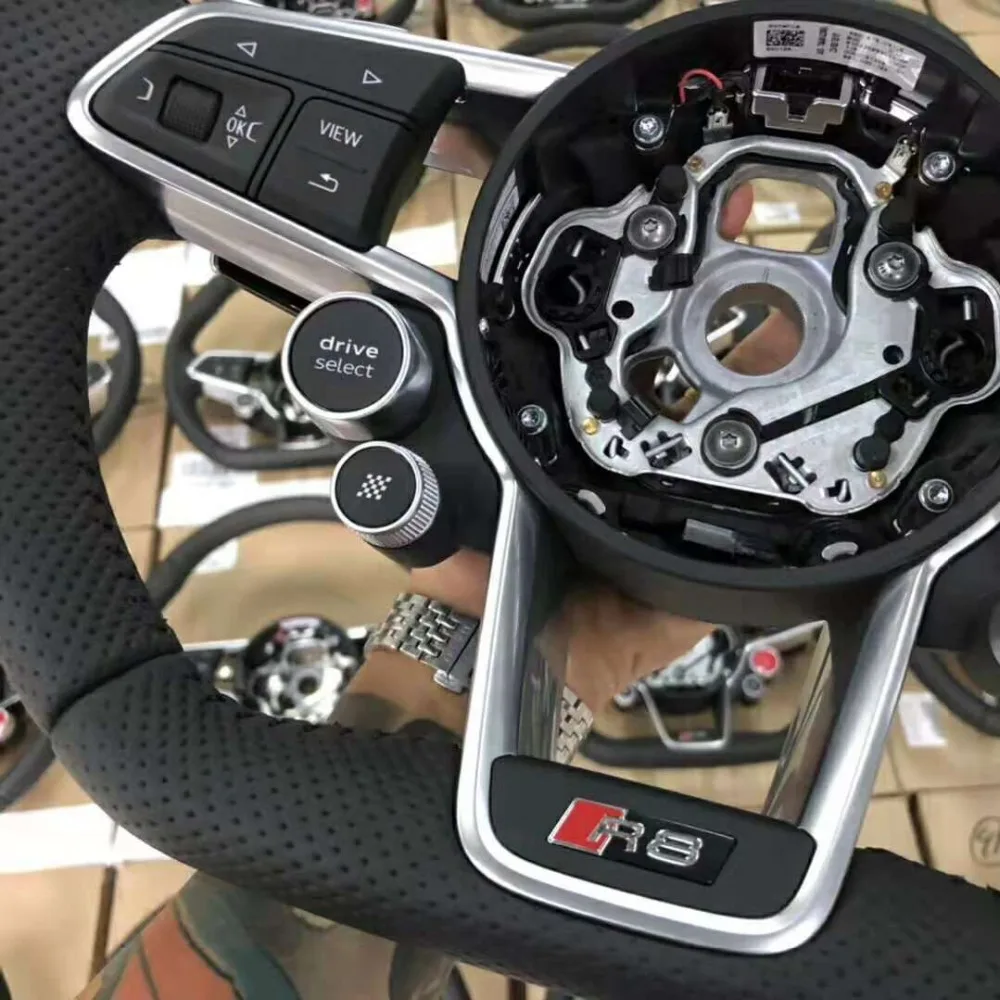 LED Racing Carbon fiber steering wheel with MFS button for Audi R8 2016