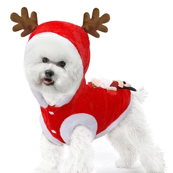 

Christmas Pet Dog Cat Santa Costume Outfit Jumpsuit Clothes Hoodie Jumpsuit Xmas Costume Pet Supplies Winter Warm Sweater