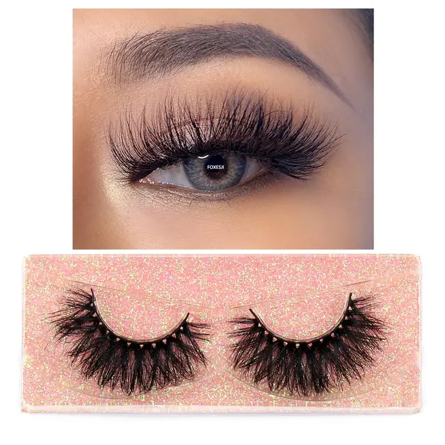 FOXESJI Makeup Eyelashes 3D Mink Lashes Fluffy Soft Wispy Natural Cross Eyelash Extension Reusable Lashes Mink False Eyelashes K38