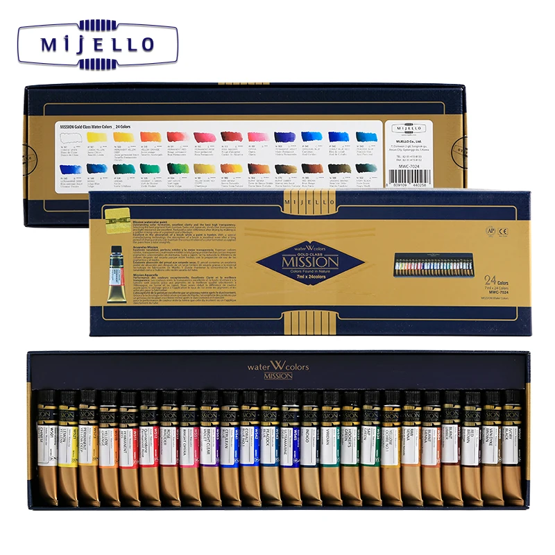 24 Colors Watercolor Natural Pigment Watercolour Paints Mijello Gold watercolor painting set,watercolor paint,watercolor pigment