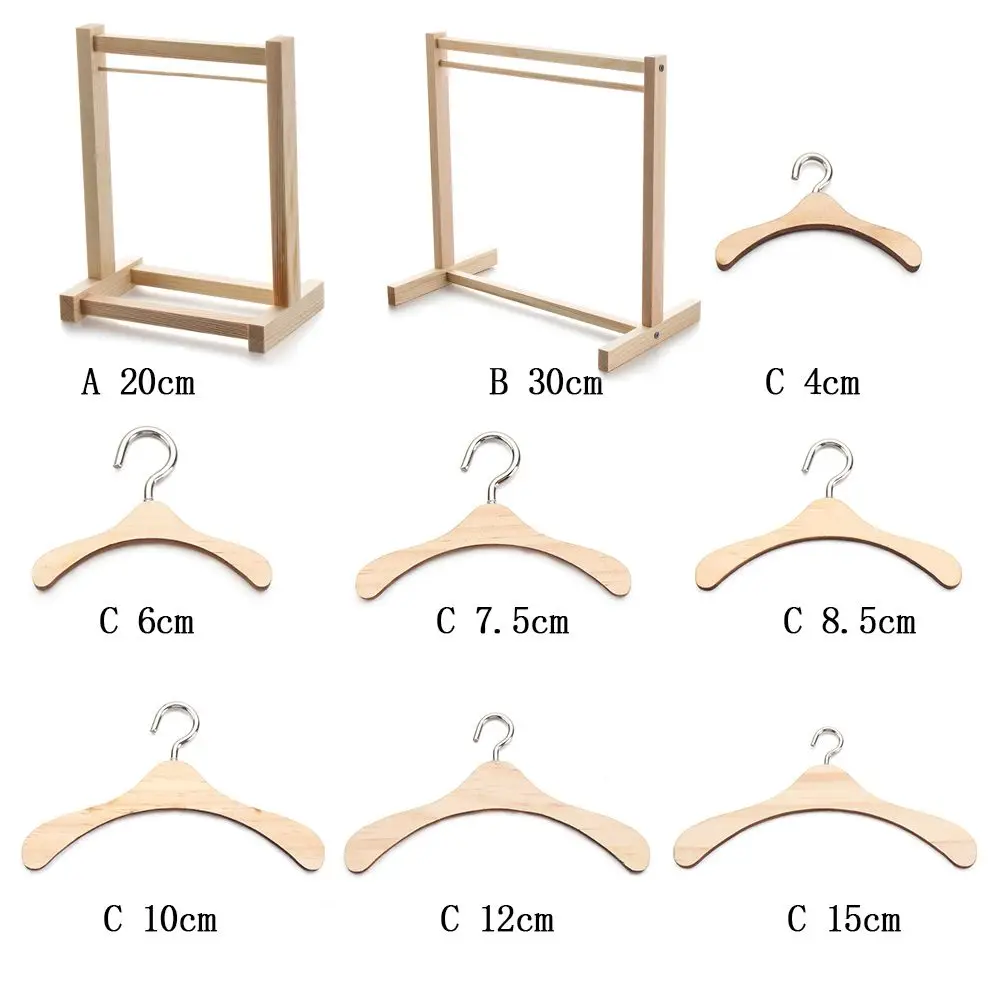 Doll Wooden Clothes Rack Garment Organizer Hangers for Dolls Scarf Handbag Clothes Hangers DIY Dollhouse Accessories