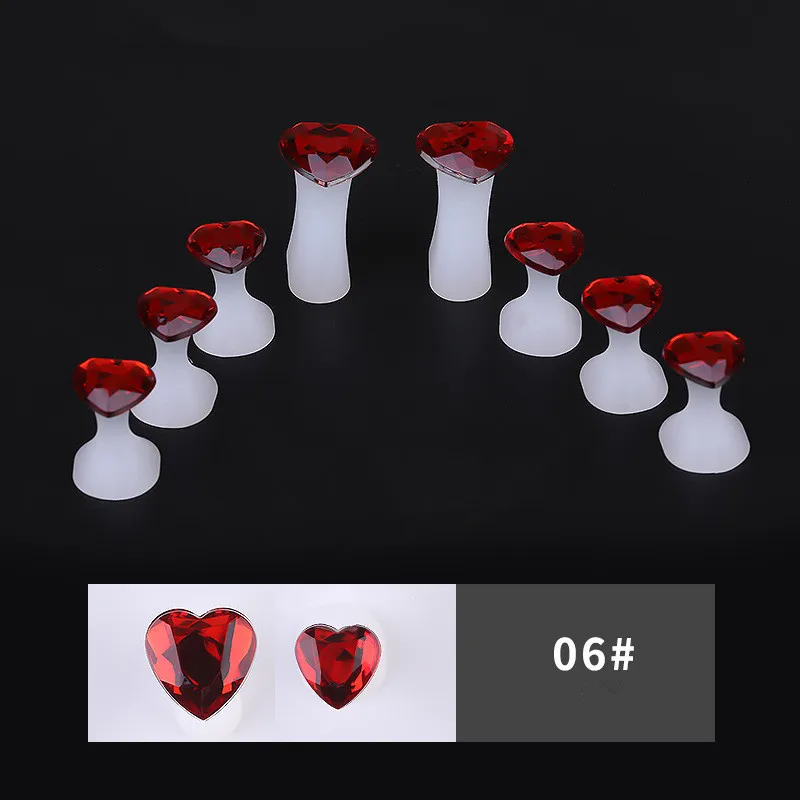 8PCS Toe Silicone Separator Nail Art DIY Tool Pedicure Flower Heart Waterdrop Crystal Diamond Pearl Separator Nail Art Tools - Цвет: Красный