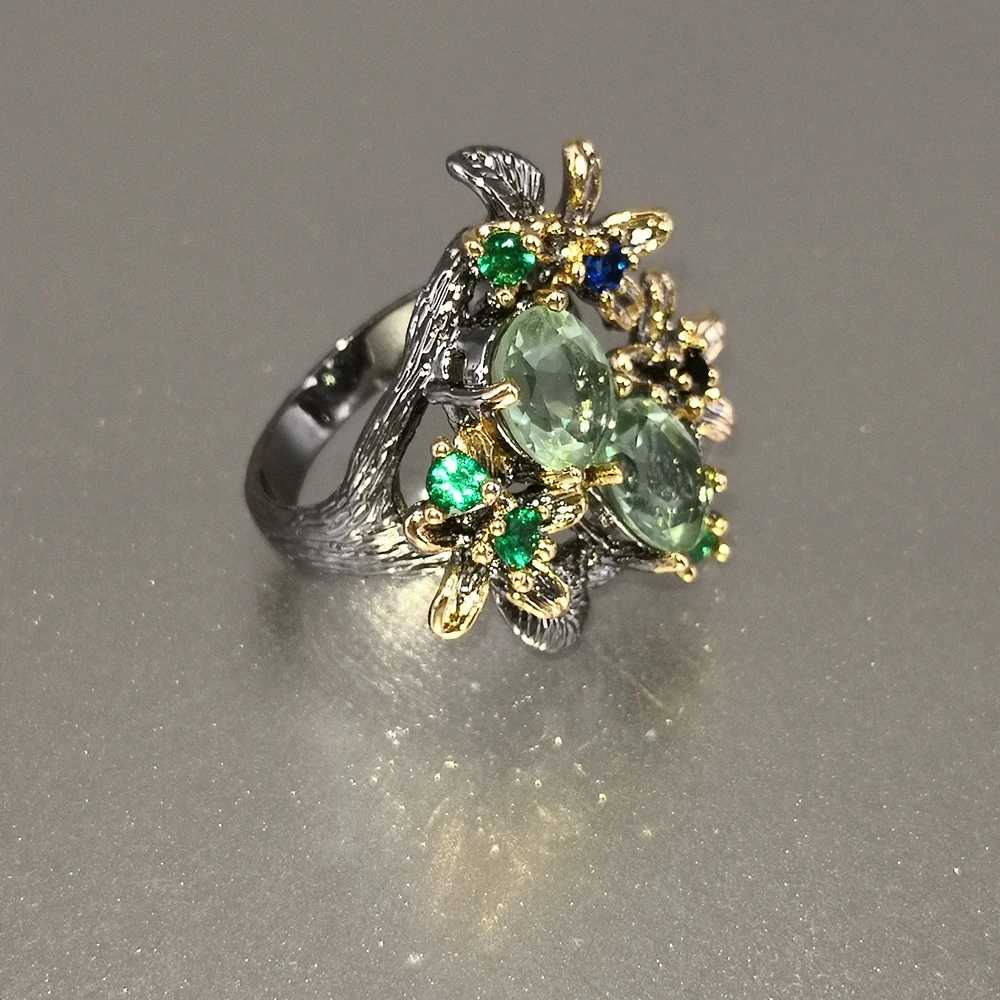 Goedkoop Dreamcarnival 1989 Prachtige Cz Ringen Voor Vrouwen Engagement Party Vintage Bloem Ring Opvallende Olivijn Zirkoon Sieraden WA11688