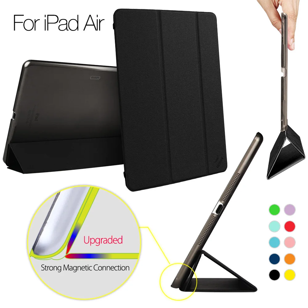 Чехол для iPad воздуха ESR ура Цвет PU прозрачная задняя Ultra Slim Light Вес Trifold Смарт чехол