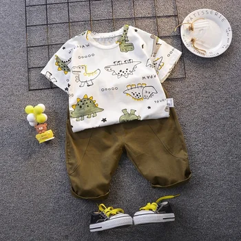 

Baby Clothing Sets summer 1-5year Baby Boys Clothes Infant cotton boys Cartoon dinosaur Tops T-shirt+Pants Outfits kids clothes