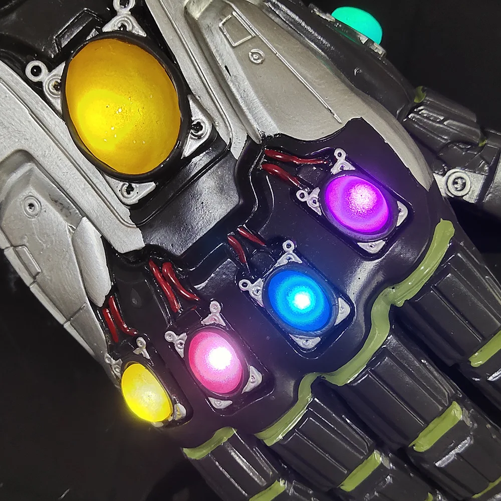 Светодиодный Мстители, эндигра супергерой, Железный человек, Tony Stark Thanos, бесконечность, камень, косплей перчатки со светодиодами, латексная ручная перчатка, реквизит для косплея