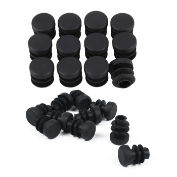 

22 Pcs Black Plastic Pipe End Blanking Caps Bung Tube Tubing Insert Round - 12 Pcs Diameter 14mm & 10 Pcs Diameter 12mm