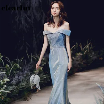 

Off The Shoulder Evening Dresses R235 Sexy Mermaid Women Party Gowns Floor-Length Robe De Soiree Boat Neck Elegant Vestidos