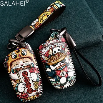 

Car Key Cover Case For Toyota Camry Corolla C-HR CHR Prado 2018 2 3 Button Auto Leather Key Shell Keychain Car Accessories